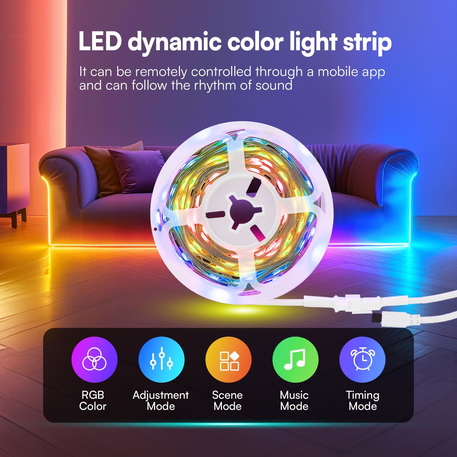 RGB-IC LED Strip Lights, 32.8ft Smart LED Lights for Bedroom, Bluetooth LED lights APP Control, DIY Multiple Colors on One Line, Color Changing LED Strip Lighting Music Sync, Party Decor - JM Variety Store
